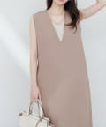 NICE CLAUP / OLIVE des OLIVE OUTLET(ナイスクラップ  / オリーブ デ オリーブ アウトレット) 【natural couturカットジョーゼットＶネックワンピース