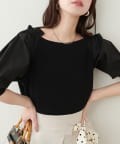 NICE CLAUP / OLIVE des OLIVE OUTLET(ナイスクラップ  / オリーブ デ オリーブ アウトレット) 【natural couture】２WAY布帛ドッキングニットプルオーバー