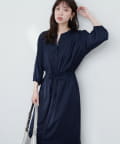 NICE CLAUP / OLIVE des OLIVE OUTLET(ナイスクラップ  / オリーブ デ オリーブ アウトレット) 【natural couture】たっぷりギャザーサテンワンピース