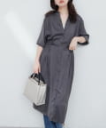 NICE CLAUP / OLIVE des OLIVE OUTLET(ナイスクラップ  / オリーブ デ オリーブ アウトレット) 【natural couture】たっぷりギャザーサテンワンピース