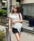 RAY CASSIN(レイカズン) 【マルチウェイ/チョーカー付き】裾フリルドロストTシャツ