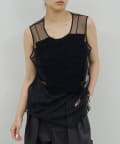 GALLARDAGALANTE(ガリャルダガランテ) 【HERITANOVUM】ラッフルボザムスリーブレスブラウス