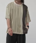 Lui's(ルイス) ストライプ切替ZIP Tシャツ