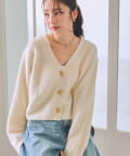 La boutique BonBon(ラブティックボンボン) 【上質・ふわふわ】ヘアリーヤーンコロコロボタンカーディガン