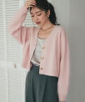 La boutique BonBon(ラブティックボンボン) 【上質・ふわふわ】ヘアリーヤーンコロコロボタンカーディガン