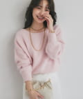 La boutique BonBon(ラブティックボンボン) 【最強美人見え】ヘアリーウールカシミヤ混前後２WAYニット