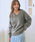 La boutique BonBon(ラブティックボンボン) 【お上品リラックス】ヘアリーウールカシミヤ混ストレッチ前後２WAYニット