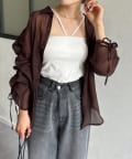 Thevon.(ゼヴォン) ラメワッシャー袖シャーリングシアーシャツ