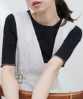 NICE CLAUP / OLIVE des OLIVE OUTLET(ナイスクラップ  / オリーブ デ オリーブ アウトレット) 【natural couture】ボールトリム細リブカットトップス