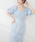 NICE CLAUP / OLIVE des OLIVE OUTLET(ナイスクラップ  / オリーブ デ オリーブ アウトレット) 【natural couture】綿麻パフ袖ワンピース
