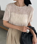 CAPRICIEUX LE'MAGE(カプリシュレマージュ) 【1枚で二役】レースリバ半袖Tシャツ
