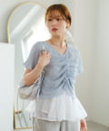 Kastane(カスタネ) 【4色展開/2WAY】フロントシャーリング半袖TEE