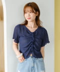 Kastane(カスタネ) 【4色展開/2WAY】フロントシャーリング半袖TEE