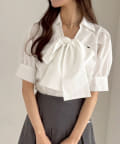 NICE CLAUP / OLIVE des OLIVE OUTLET(ナイスクラップ  / オリーブ デ オリーブ アウトレット) 【one after another】ボウタイリボン半袖シャツ