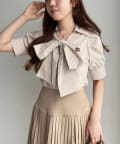 NICE CLAUP / OLIVE des OLIVE OUTLET(ナイスクラップ  / オリーブ デ オリーブ アウトレット) 【one after another】ボウタイリボン半袖シャツ