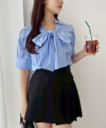 NICE CLAUP / OLIVE des OLIVE OUTLET(ナイスクラップ  / オリーブ デ オリーブ アウトレット) 【one after another】ボウタイリボン半袖シャツ