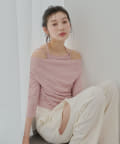 OUTLET(アウトレット) 【Chico】アシメデザインオフショルキャミレイヤードニット