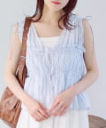 w closet(ダブルクローゼット) レース切替ドロストブラウス