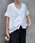 Jena　espace merveilleux(ジェナ　エスパスメルヴェイユ) 【スッキリ半袖Ⅴシャツ】裾ドロストダブルVシャツ