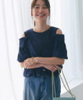La boutique BonBon(ラブティックボンボン) 【女子力UP！】シアーストライプシャツドッキングカットソー