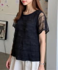 LOCUST(ローカスト) 花柄シャーリングレースTシャツ