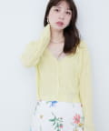 natural couture(ナチュラルクチュール) 【WEB限定】針抜きリブVネックシアーカーディガン