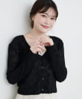 natural couture(ナチュラルクチュール) 【WEB限定】針抜きリブVネックシアーカーディガン