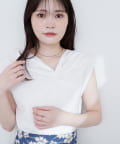 natural couture(ナチュラルクチュール) 【sherbet line】接触冷感 選べる袖丈ねじりTシャツ