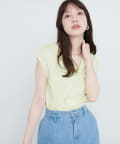 natural couture(ナチュラルクチュール) 【sherbet line】接触冷感 選べる袖丈ねじりTシャツ