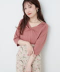 natural couture(ナチュラルクチュール) 【sherbet line】接触冷感 選べる袖丈ねじりTシャツ