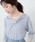natural couture(ナチュラルクチュール) 【sherbet line】接触冷感 選べる袖丈ねじりTシャツ