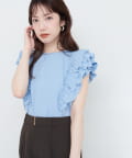 natural couture(ナチュラルクチュール) 【sherbet line】接触冷感　フリルブラウスTシャツ