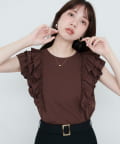 natural couture(ナチュラルクチュール) 【sherbet line】接触冷感　フリルブラウスTシャツ