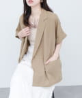 natural couture(ナチュラルクチュール) 袖口ロールUP綿麻シアージャケット