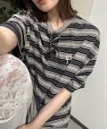 CIAOPANIC(チャオパニック) ボーダーアソート オーバーダイピグメントTシャツ