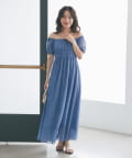 La boutique BonBon(ラブティックボンボン) 【涼しくて美シルエット】デニムライクネットチュールワンピース