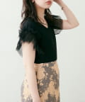 NICE CLAUP / OLIVE des OLIVE OUTLET(ナイスクラップ  / オリーブ デ オリーブ アウトレット) 【natural couture】チュールフリルドッキングニット