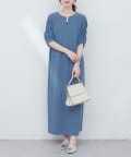 NICE CLAUP / OLIVE des OLIVE OUTLET(ナイスクラップ  / オリーブ デ オリーブ アウトレット) 【natural couture】ベルト付きボリューム袖ストレッチワンピース