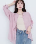 natural couture(ナチュラルクチュール) 【WEB限定】バンドカラーサイドスリットシアーシャツ