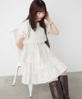 w closet(ダブルクローゼット) ティアードワンピ＋ビスチェSET