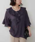 NICE CLAUP / OLIVE des OLIVE OUTLET(ナイスクラップ  / オリーブ デ オリーブ アウトレット) 1枚で着映える【RMAF】ラッフル５分袖ブラウス