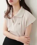 NICE CLAUP / OLIVE des OLIVE OUTLET(ナイスクラップ  / オリーブ デ オリーブ アウトレット) 【natural couture】刺しゅう入りフレンチスリーブポロシャツ