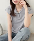 NICE CLAUP / OLIVE des OLIVE OUTLET(ナイスクラップ  / オリーブ デ オリーブ アウトレット) 【natural couture】刺しゅう入りフレンチスリーブポロシャツ