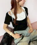 one after another NICE CLAUP(ワンアフターアナザー ナイスクラップ) 【WEB限定】レイヤード半袖トップス