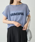 PUAL CE CIN(ピュアルセシン) ミジンボーダーロゴプリントTシャツ