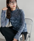 DISCOAT(ディスコート) 【WEB限定】前後2WAYフロッキーメッシュボトルネックプルオーバー
