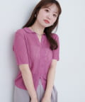 natural couture(ナチュラルクチュール) 【WEB限定】針抜きリブ衿付きカーディガン