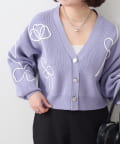 NICE CLAUP / OLIVE des OLIVE OUTLET(ナイスクラップ  / オリーブ デ オリーブ アウトレット) 【RMAF】ライン刺繍ニットカーディガン
