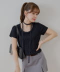 Chico(チコ) ドットプリントレースチョーカー付Tシャツ