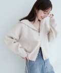 natural couture(ナチュラルクチュール) 【WEB限定】ニットジップフーディーブルゾン